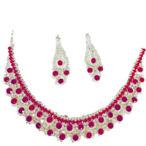 ♻️ Formal prom ruby red necklace and earrings fashion jewelry